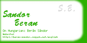 sandor beran business card