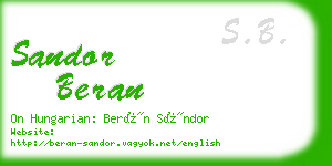 sandor beran business card